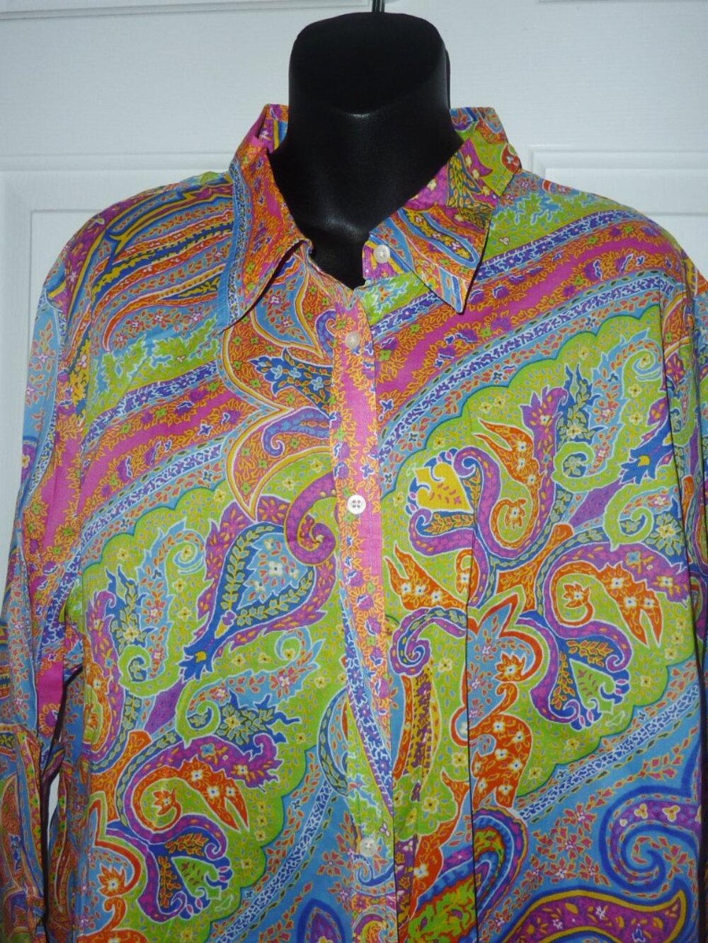 Mint! Lauren Ralph Lauren Polo Ladies Button Down Paisley Blouse 3X - Picture 2 of 6